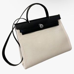 Canvas and Vegan Leather Handbag- New